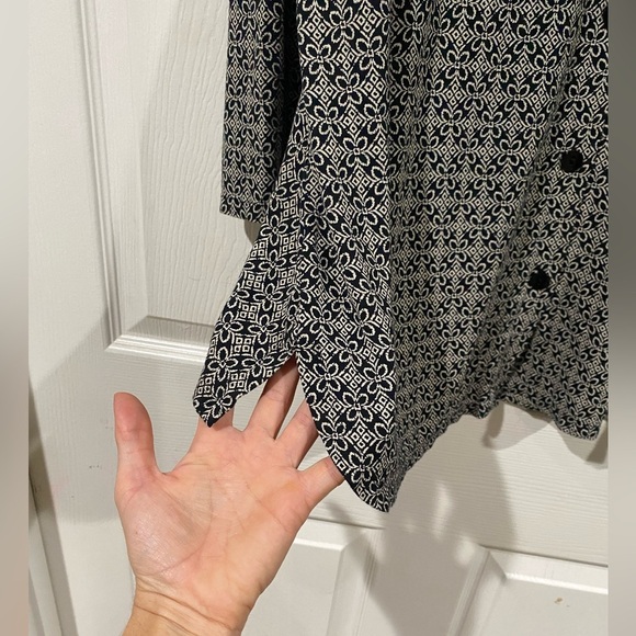 J Jill Scoop Neck Blouse Minimal Coastal Office Comfort Petite Large Navy White - Picture 6 of 11